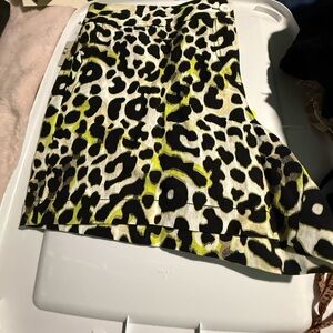 Madison Black and Yellow Leopard Mini Skirt
